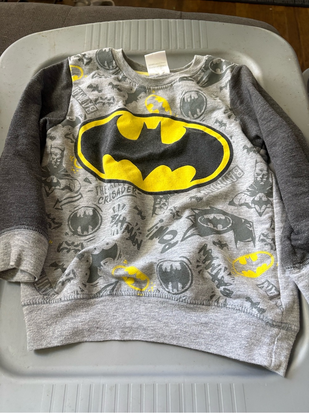 Batman Kids' Grey & Yellow Logo Sweatshirt